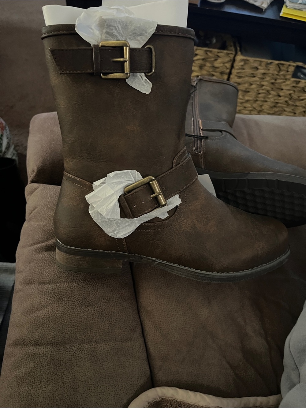 Lane Bryant Dark Brown Buckle Moto Booties